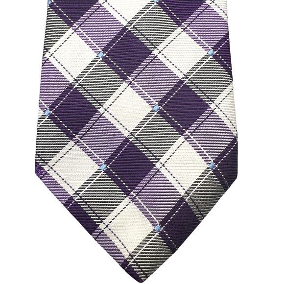 Ike Behar Mens Vintage Silk Dress Tie Geometric Triangle Pattern 60" 3.5" - Picture 5 of 10